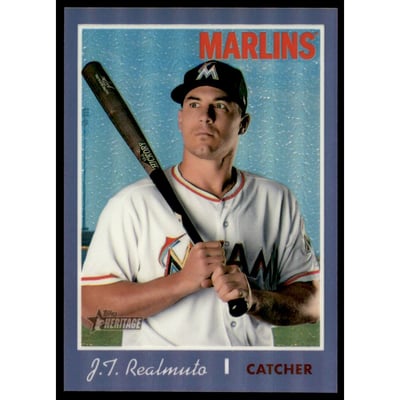 2019 Topps Heritage Chrome Purple Refractors #THC453 J.T. Realmuto