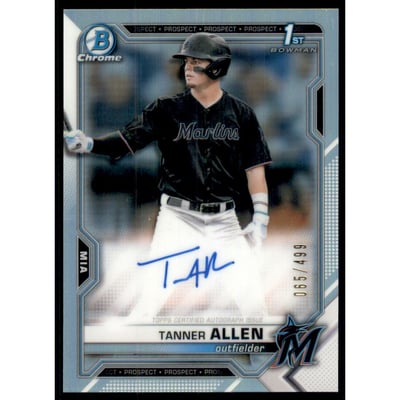 2021 Bowman Chrome Draft Autographs Refractors #CDATA Tanner Allen