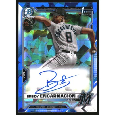 2021 Bowman Chrome Sapphire Prospect Autographs #BSPABE Breidy Encarnacion