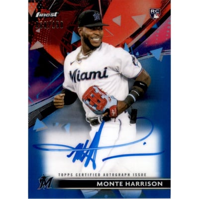 2021 Finest Autographs Blue Refractors #FAMH Monte Harrison