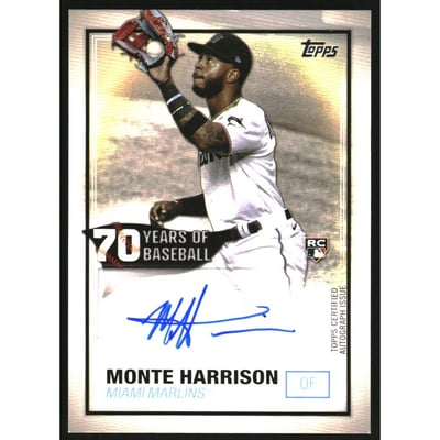 2021 Topps 70 Years of Baseball Autographs #70YAMH Monte Harrison S2