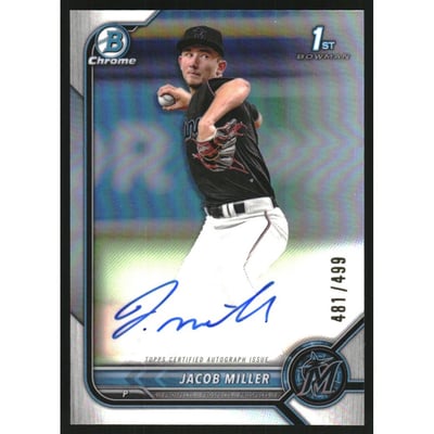 2022 Bowman Chrome Draft Autographs Refractors #CDAJMR Jacob Miller