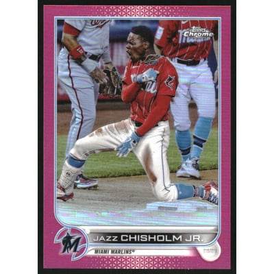 2022 Topps Chrome Magenta Refractors #91 Jazz Chisholm Jr.