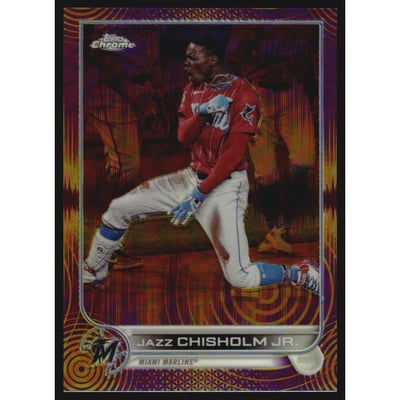 2022 Topps Chrome Sonic Purple Yellow Sonic Refractors #91 Jazz Chisholm Jr.