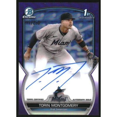 2023 Bowman Chrome Prospect Autographs Purple Refractors #CPATM Torin Montgomery