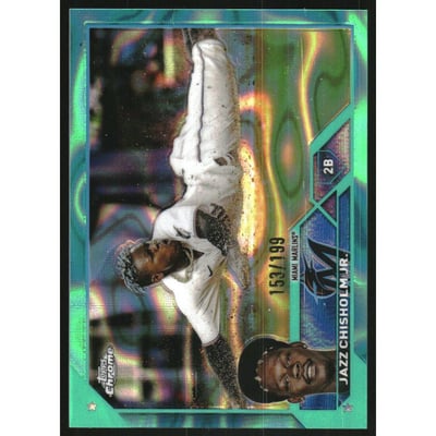 2023 Topps Chrome Aqua Lava Refractors #218 Jazz Chisholm Jr.