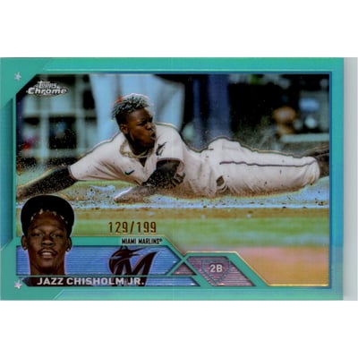 2023 Topps Chrome Aqua Refractors #218 Jazz Chisholm Jr.