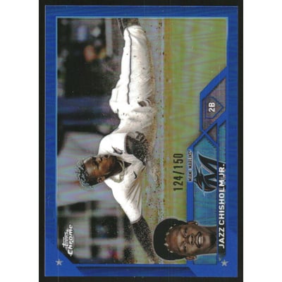 2023 Topps Chrome Blue Refractors #218 Jazz Chisholm Jr.
