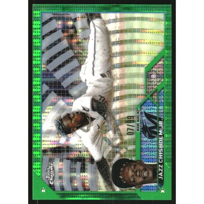 2023 Topps Chrome Green Sonar Refractors #218 Jazz Chisholm Jr.