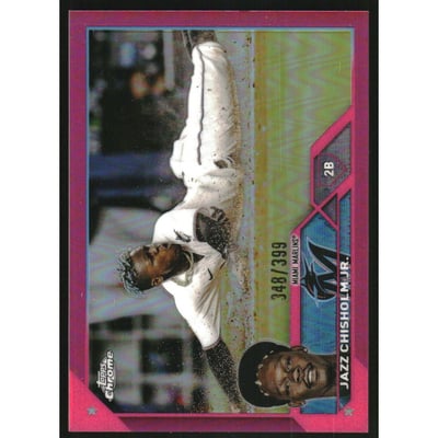 2023 Topps Chrome Magenta Refractors #218 Jazz Chisholm Jr.