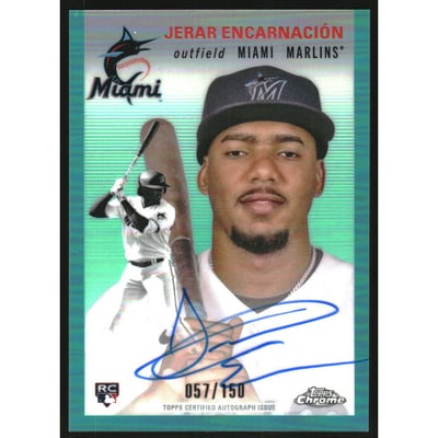 2023 Topps Chrome Platinum Anniversary Autographs Aqua Refractors #CPAJE Jerar Encarnacion