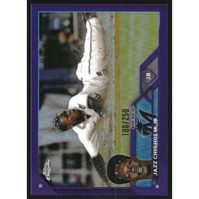 2023 Topps Chrome Purple Refractors #218 Jazz Chisholm Jr.