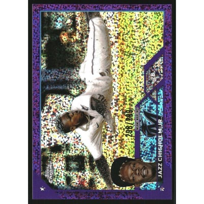2023 Topps Chrome Purple Speckle Refractors #218 Jazz Chisholm Jr.