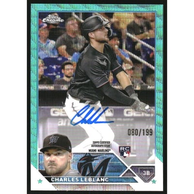 2023 Topps Chrome Update Rookie Autographs Aqua Wave Refractors #RACL Charles Leblanc