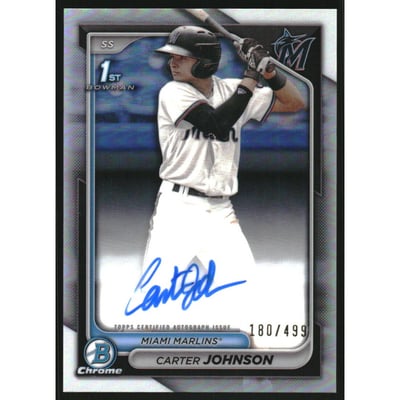 2024 Bowman Chrome Draft Autographs Refractors #CPACJ Carter Johnson