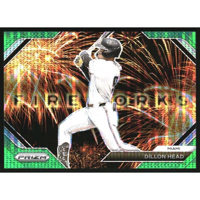 2024 Panini Prizm Fireworks Prizms Green Pulsar #22 Dillon Head