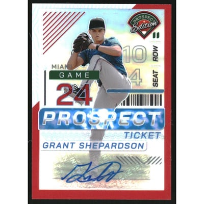 2024 Panini Prospect Edition Holo Prospect Ticket Signatures Red #83 Grant Shepardson