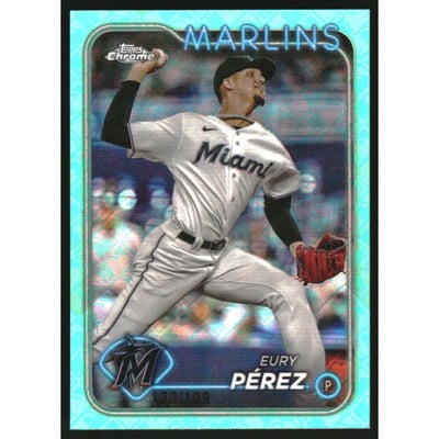 2024 Topps Chrome Logofractor Aqua Refractors #6 Eury Perez