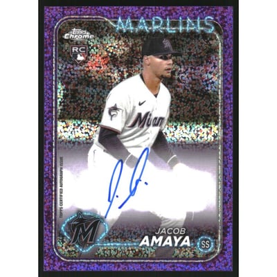 2024 Topps Chrome Rookie Autographs Purple Speckle Refractors #RAJAM Jacob Amaya