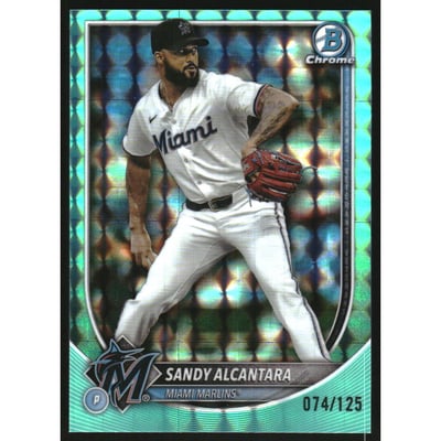 2025 Bowman Chrome Aqua Geometric Refractors #48 Sandy Alcantara