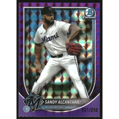 2025 Bowman Chrome Purple Geometric Refractors #48 Sandy Alcantara
