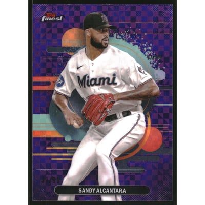 2025 Finest Purple Checkerboard Refractors #168 Sandy Alcantara