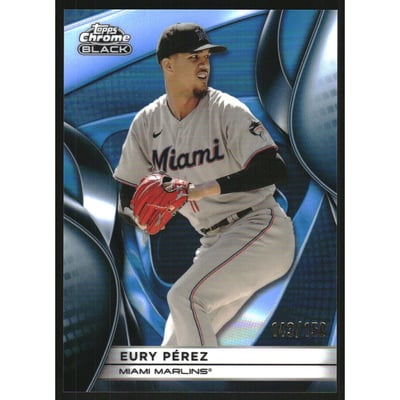 2025 Topps Chrome Black Blue Refractors #125 Eury Perez