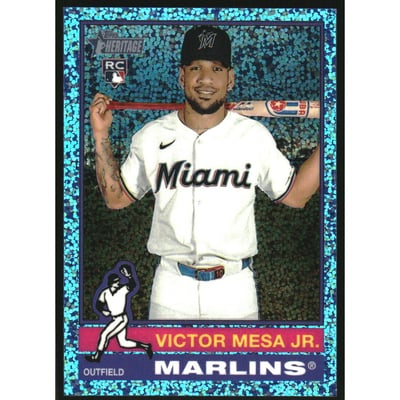 2025 Topps Heritage Chrome Light Blue Sparkle Refractors #690 Victor Mesa Jr.