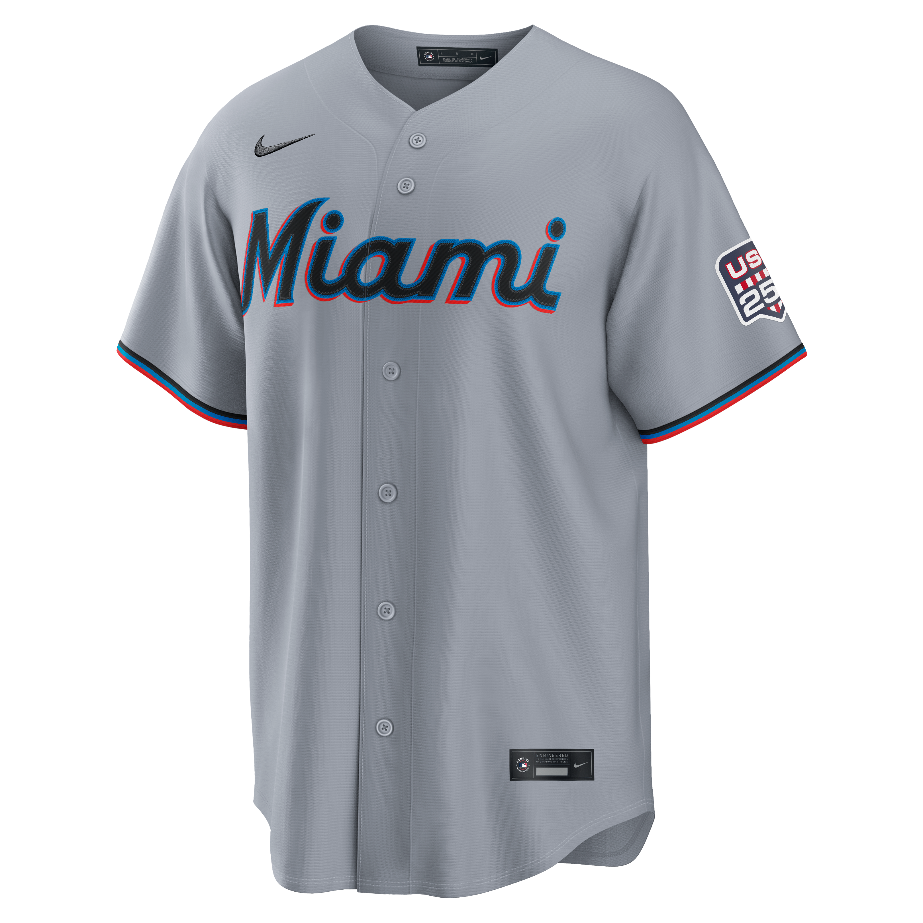 Maillot Nike gris USA 250 Stadium des Miami Marlins pour hommes, Kyle Stowers, édition spéciale 4 juillet