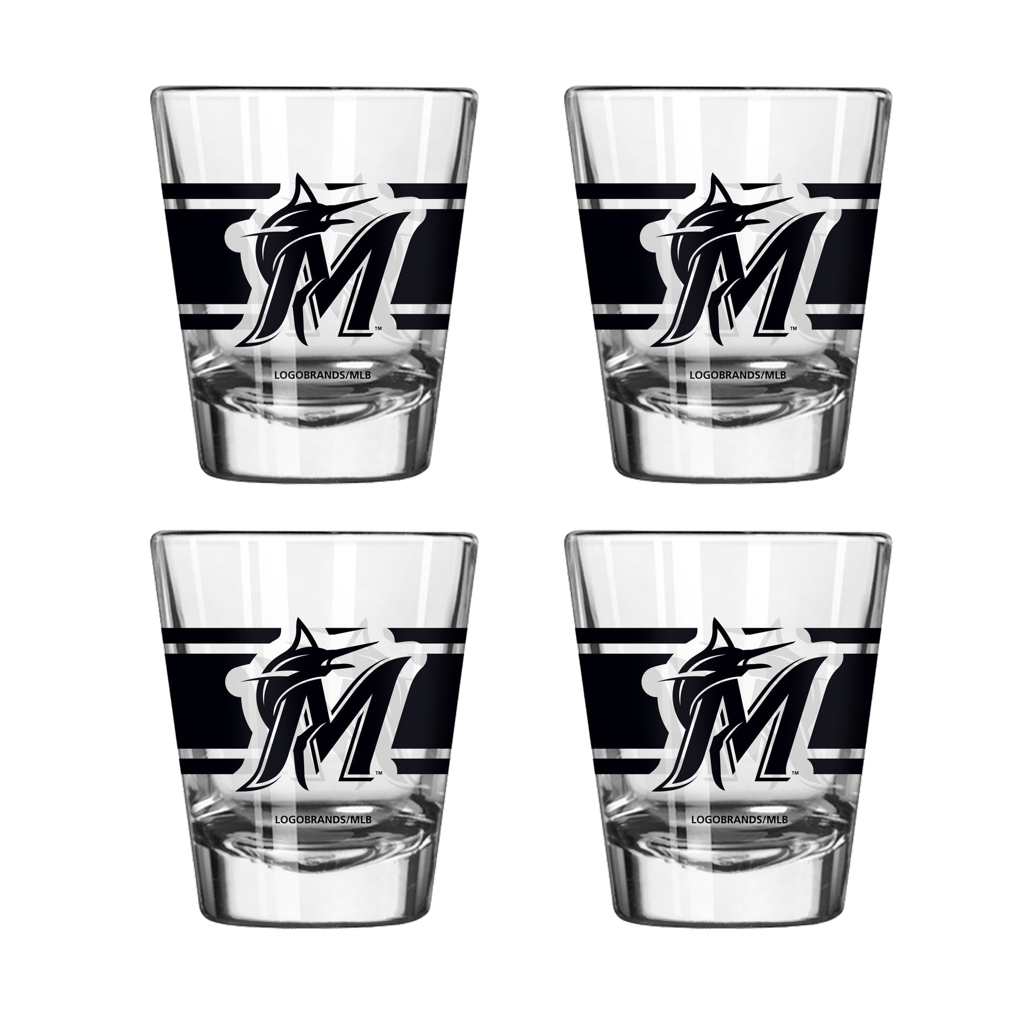 Logo Brands Miami Marlins Four-Piece Stripe Shot Glass Set