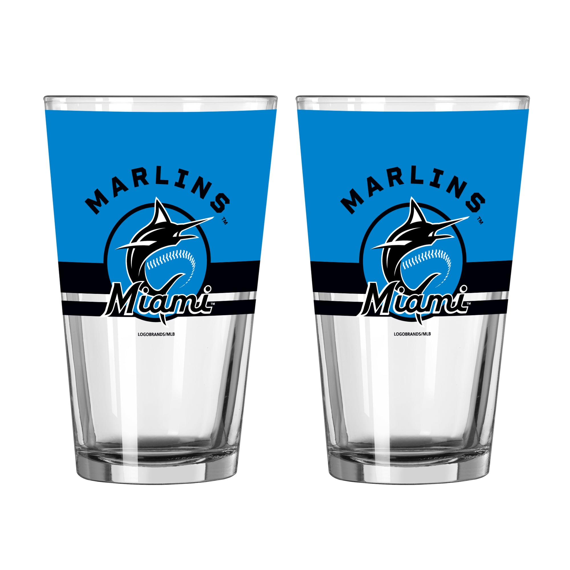 Ensemble de deux verres à bière Horizon de 473 ml (16 oz) Logo Brands Miami Marlins