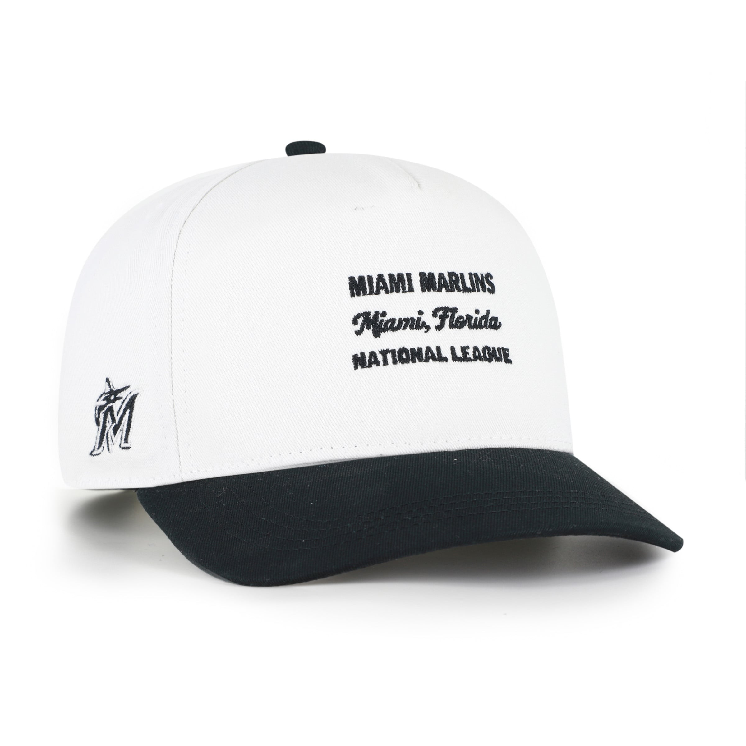 Casquette ajustable bicolore blanche et noire Miami Marlins '47 pour homme
