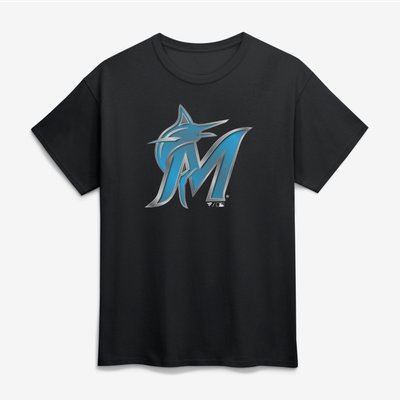 Miami Marlins Big & Tall Metallic Mascot T-Shirt - Black