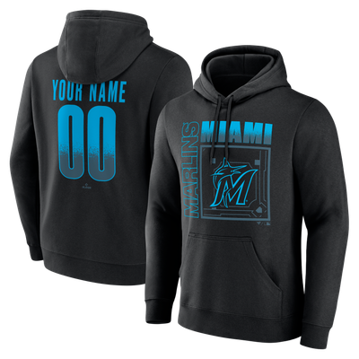 Sweat à capuche personnalisé Miami Marlins Home Field Pop avec nom et numéro - Noir