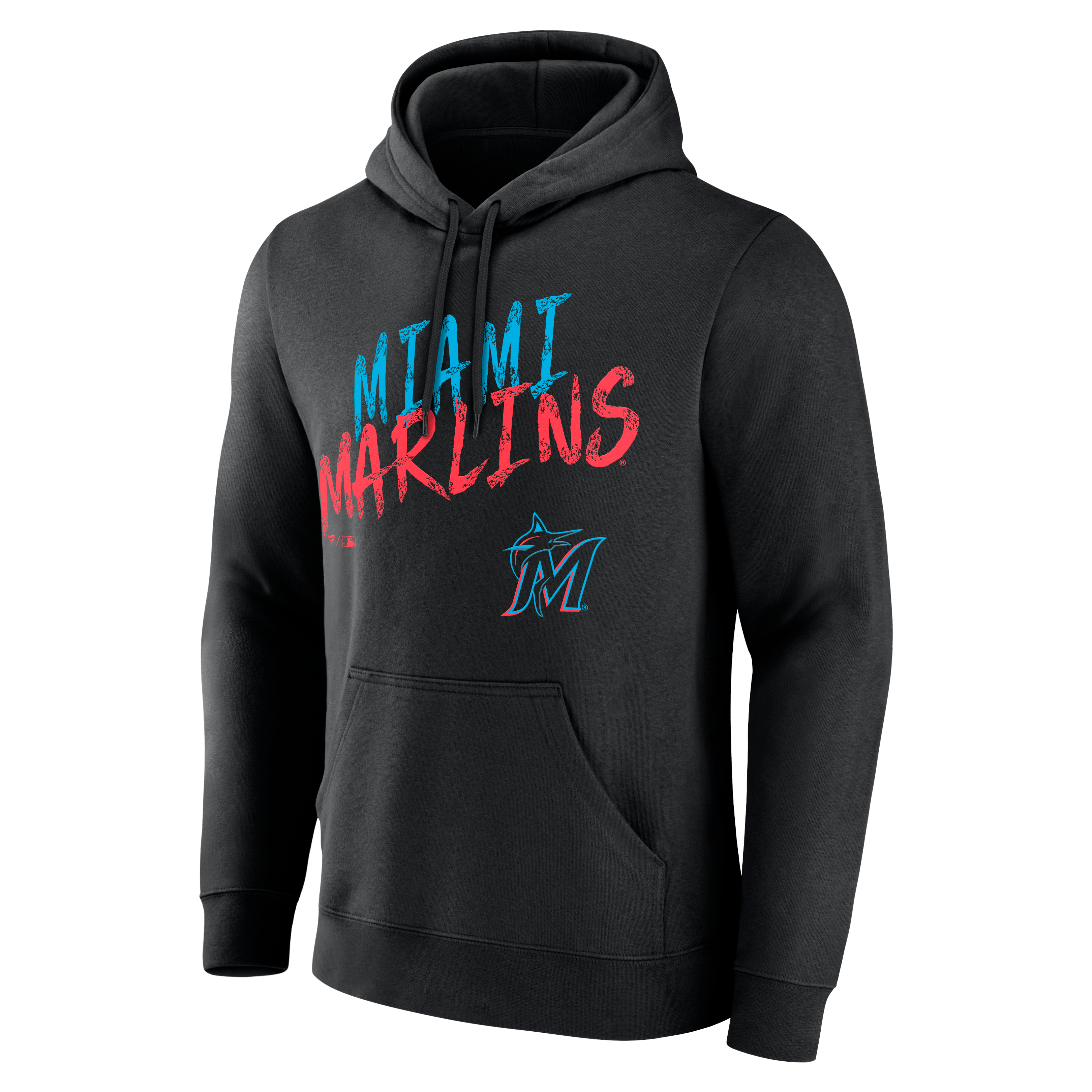 Sweat à capuche noir pour homme Miami Marlins Hustle personnalisé avec nom et numéro