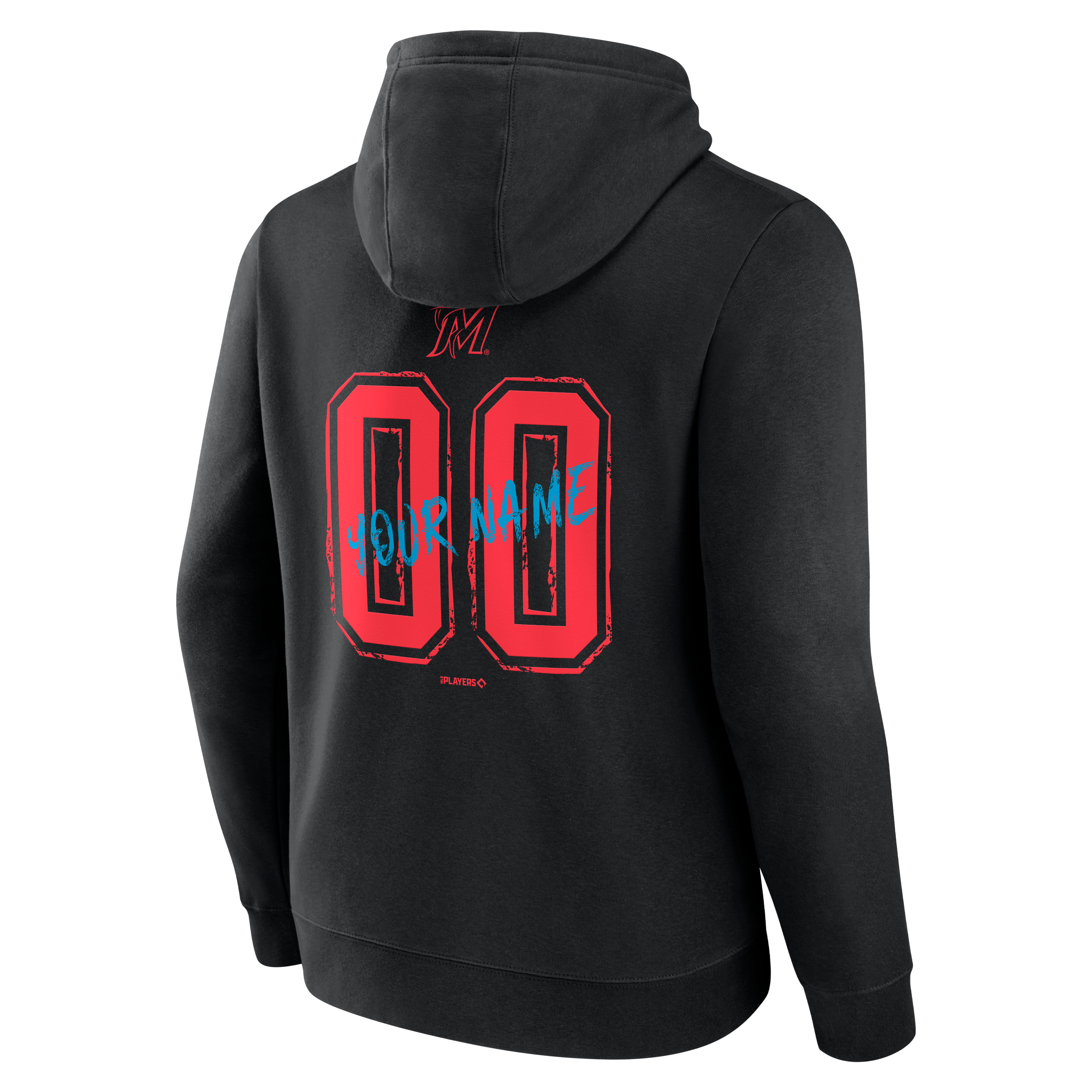 Sweat à capuche noir pour homme Miami Marlins Hustle personnalisé avec nom et numéro