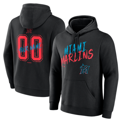 Sweat à capuche personnalisé Miami Marlins Hustle avec nom et numéro - Noir