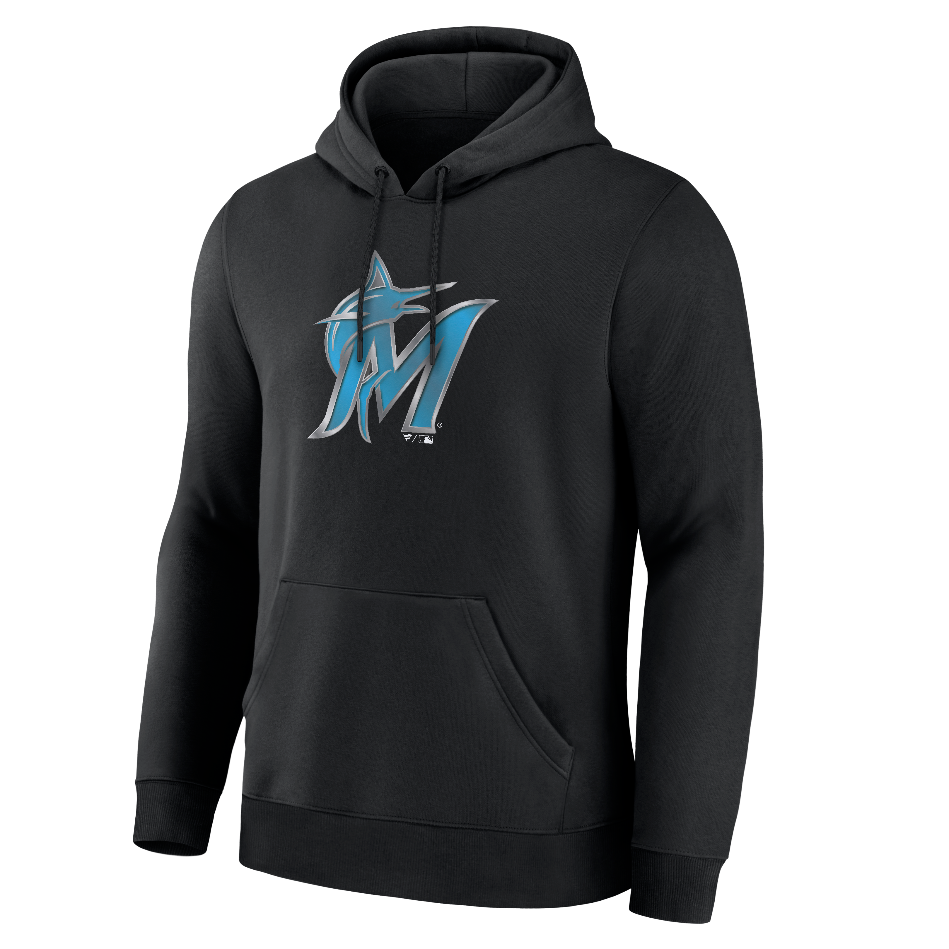 Sweat à capuche noir pour homme avec mascotte métallique des Miami Marlins