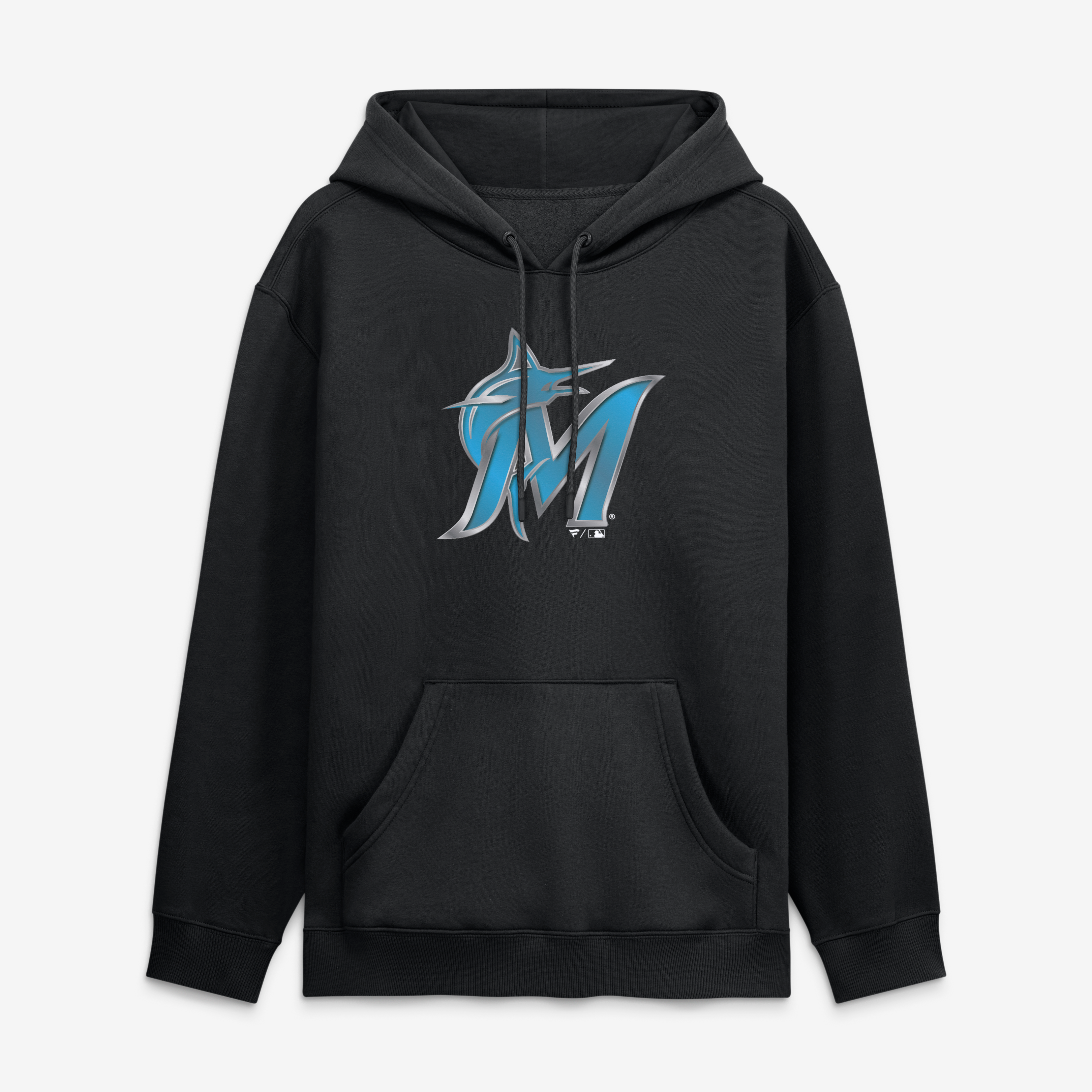 Sweat à capuche noir pour homme avec mascotte métallique des Miami Marlins