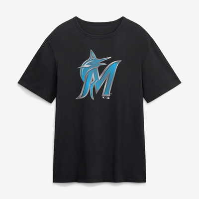 Miami Marlins  Metallic Mascot T-Shirt - Black