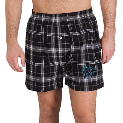 Miami Marlins Concepts Sport Ultimate Flannel Boxers - Black/Gray
