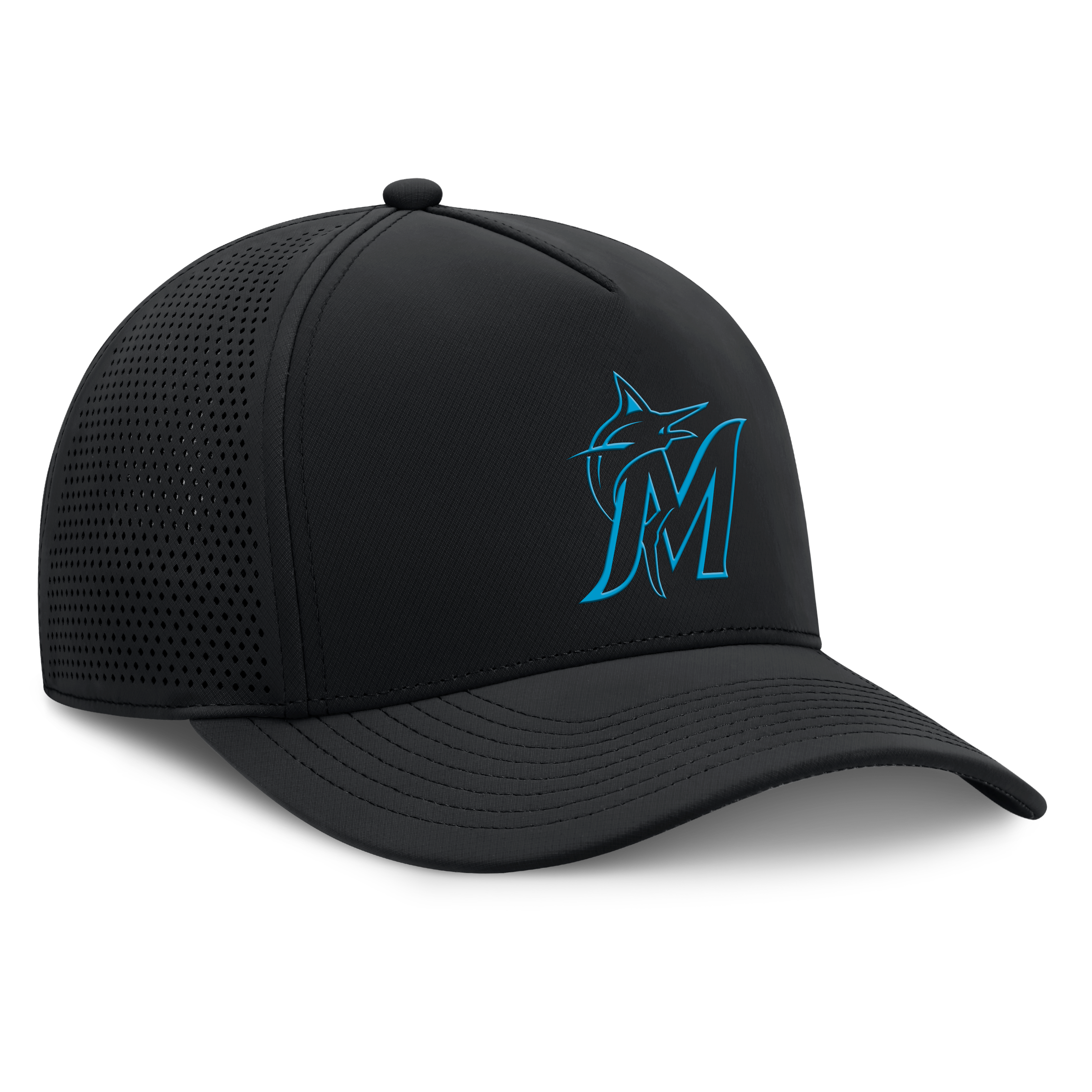 Men's Fanatics Black Miami Marlins Perforated Adjustable Hat