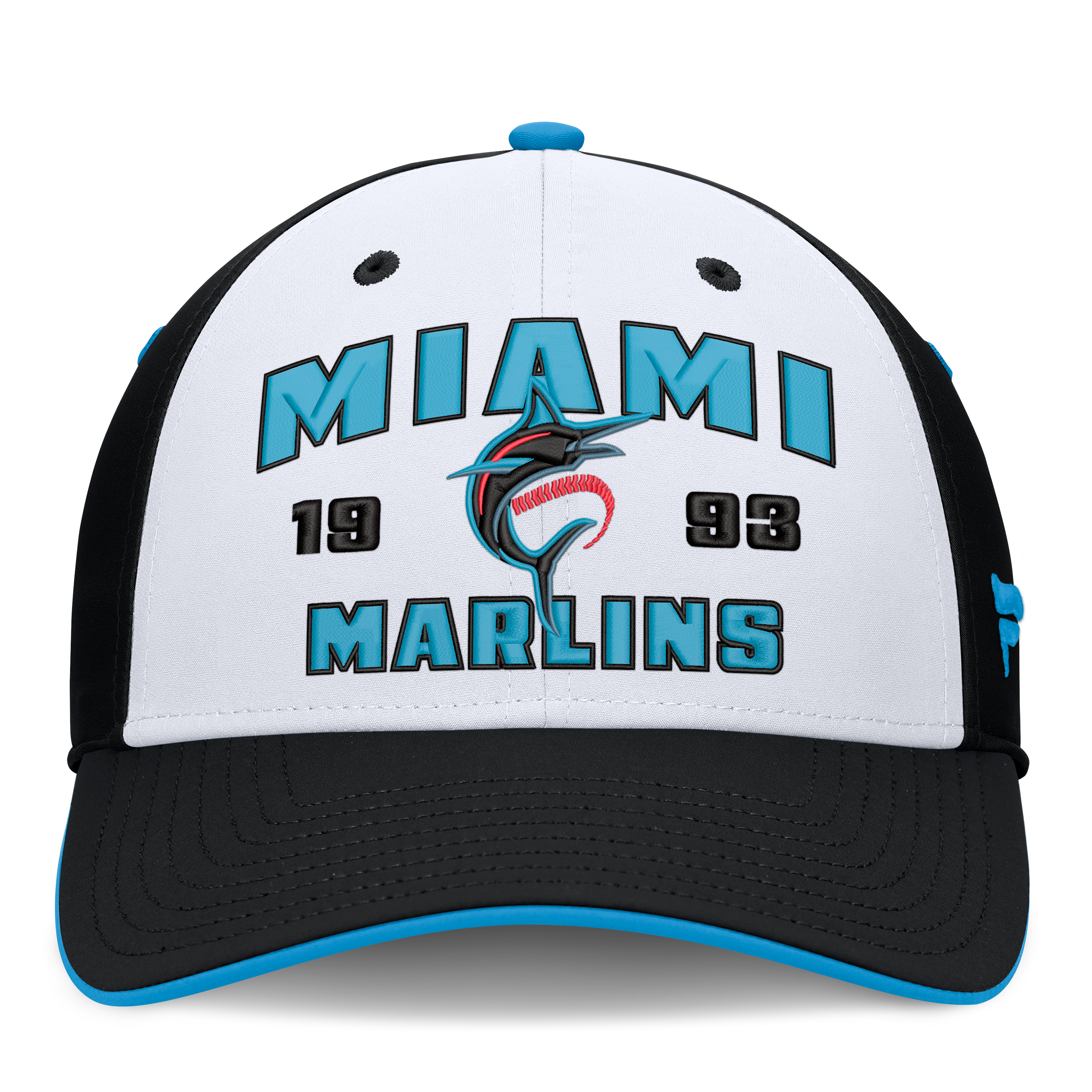 Men's Fanatics Black/White Miami Marlins Jammed Structured Flex Hat