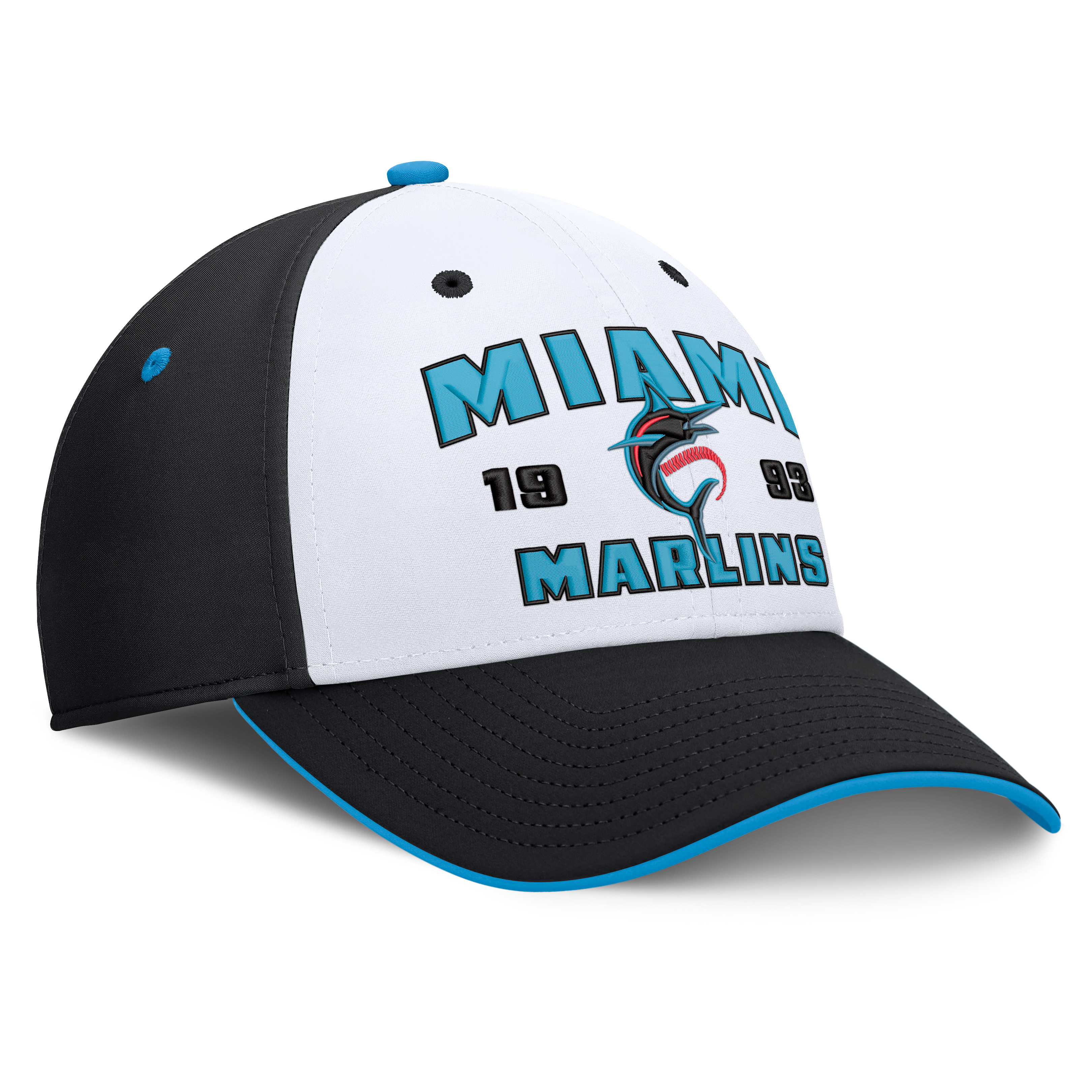 Men's Fanatics Black/White Miami Marlins Jammed Structured Flex Hat