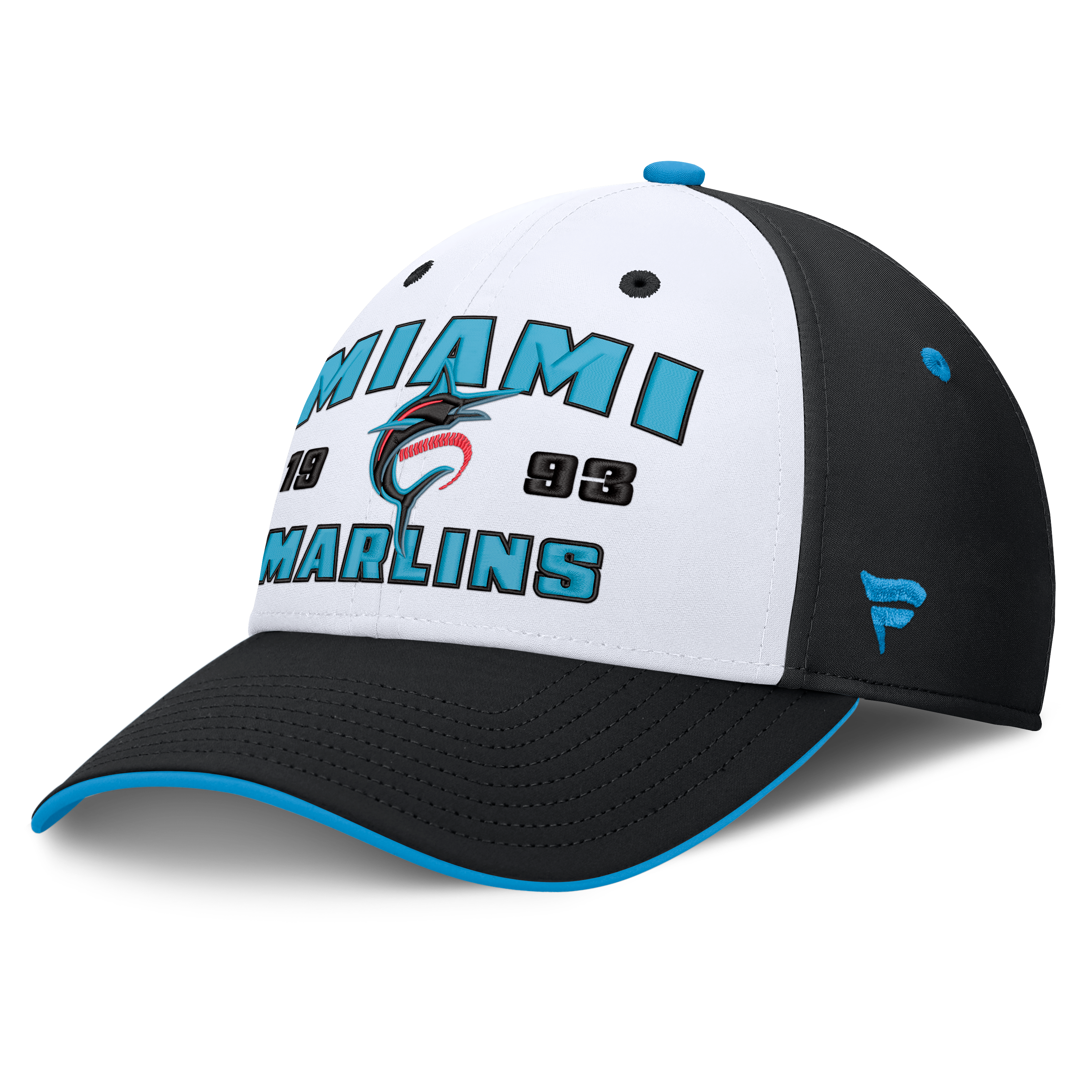 Men's Fanatics Black/White Miami Marlins Jammed Structured Flex Hat