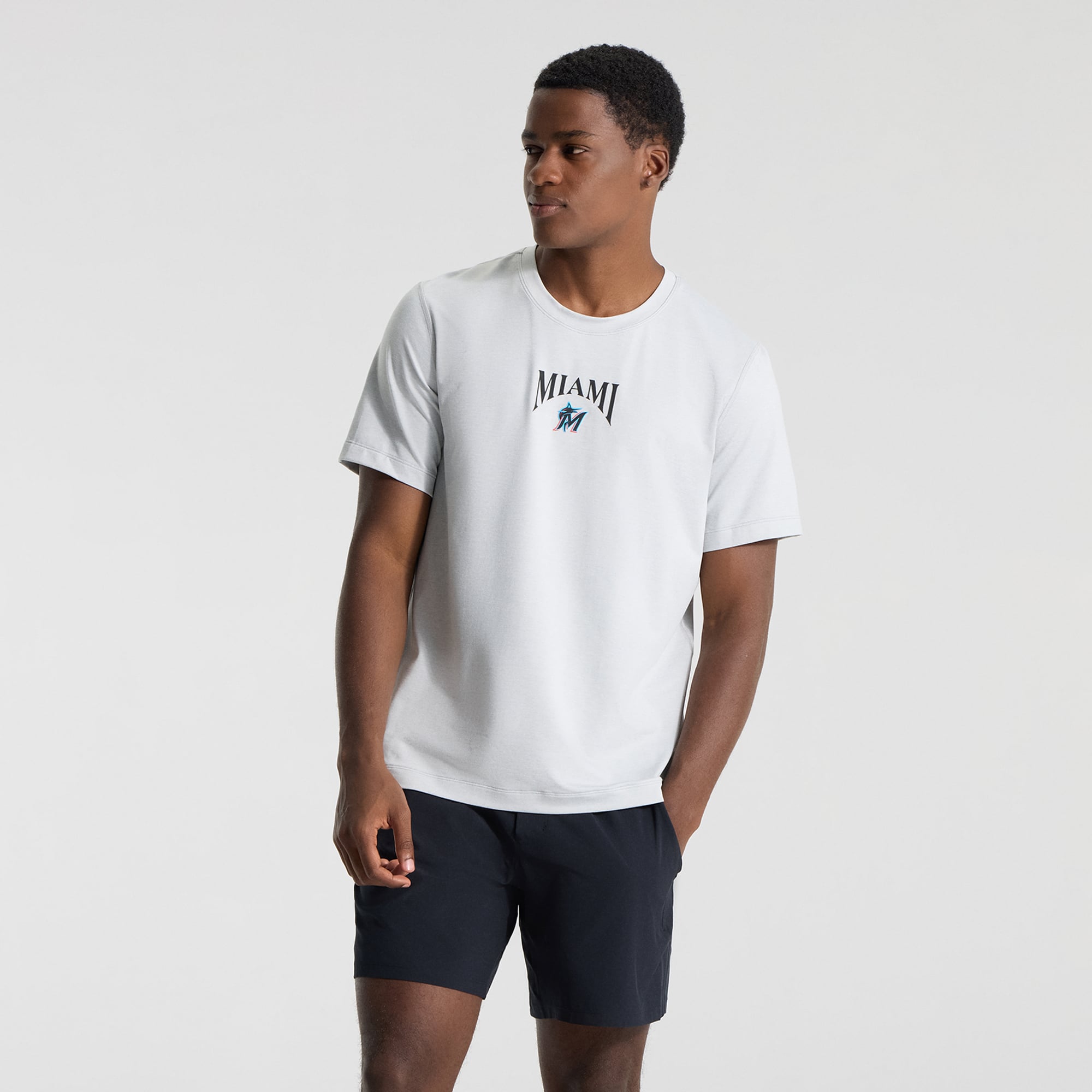 T-shirt en jersey doux pour homme lululemon Heathered Silver Drop Miami Marlins