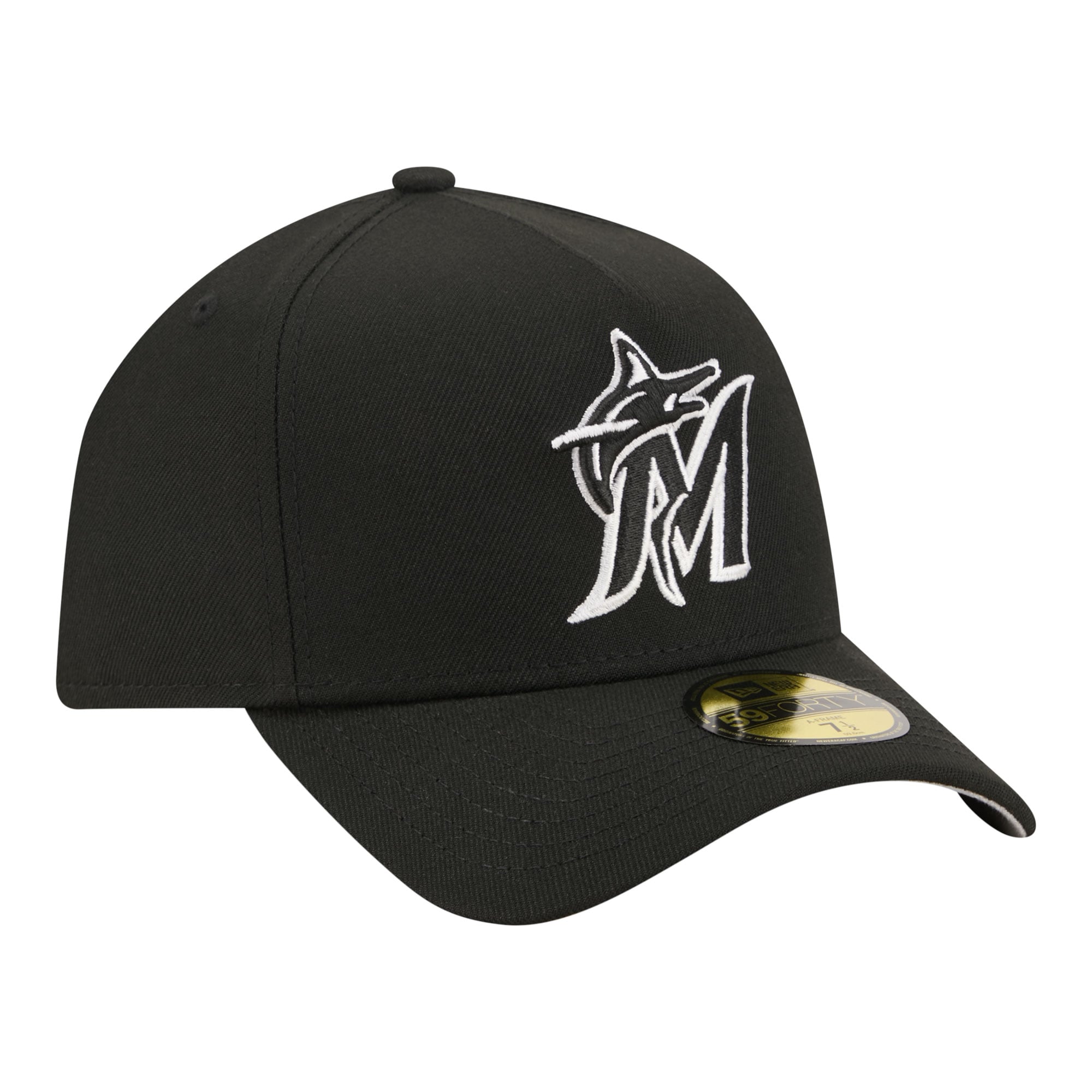 Casquette ajustée New Era 59FORTY noire Miami Marlins pour homme