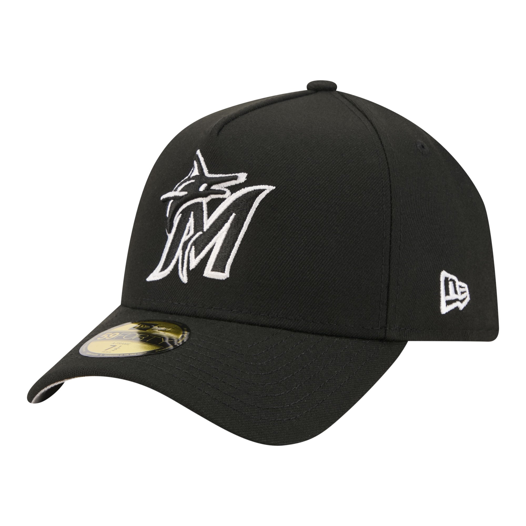 Men's New Era Black Miami Marlins A-Frame 59FORTY Fitted Hat