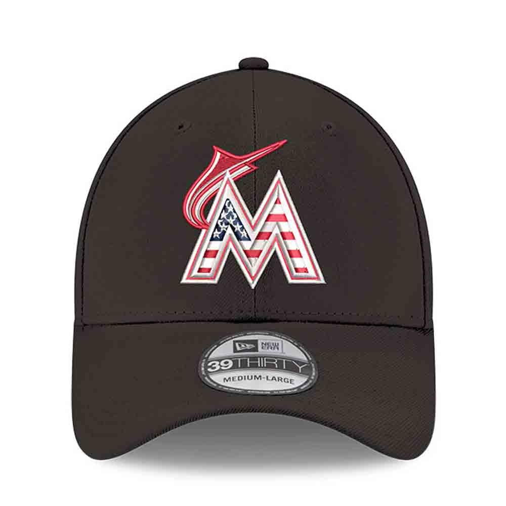 Men's New Era Black Miami Marlins America 250 39THIRTY Flex Hat