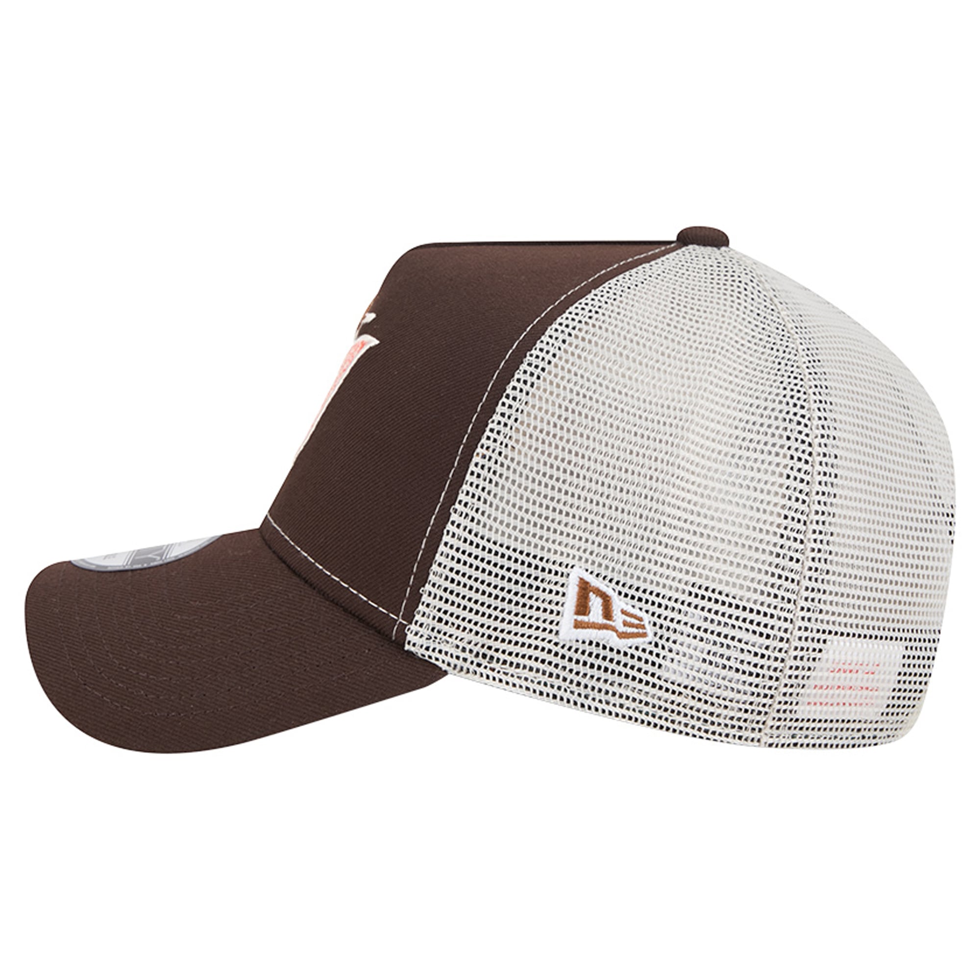 Men's New Era Brown Miami Marlins Pumpkin Spice A-Frame 9FORTY Adjustable Trucker Hat